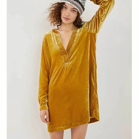 Anthropologie Velvet Gold Tunic Dress Size XS NWT - Picture 6 of 15